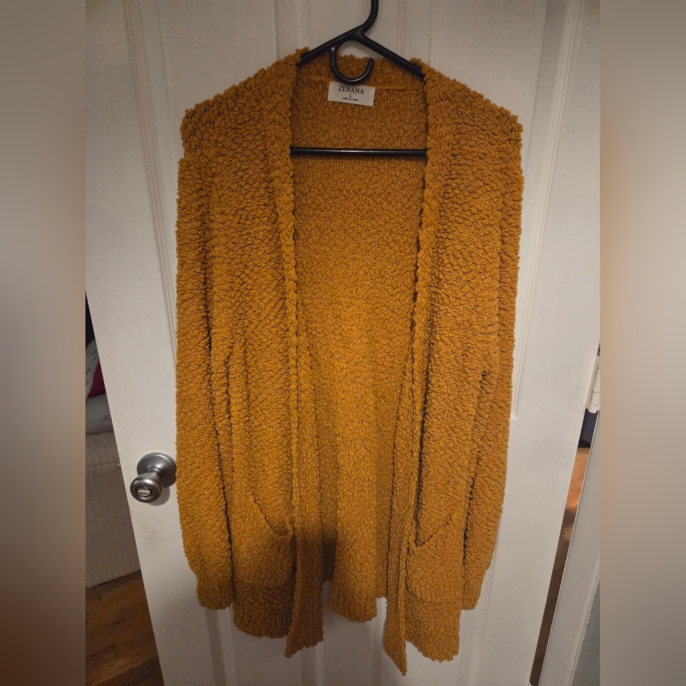 Zenana Outfitters Cozy Mustard Cardigan